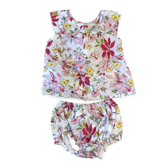 ❤️5/$25 SALE Nautica Tropical Floral Two Piece Top Bloomers Matching Set Outfit - Picture 1 of 14
